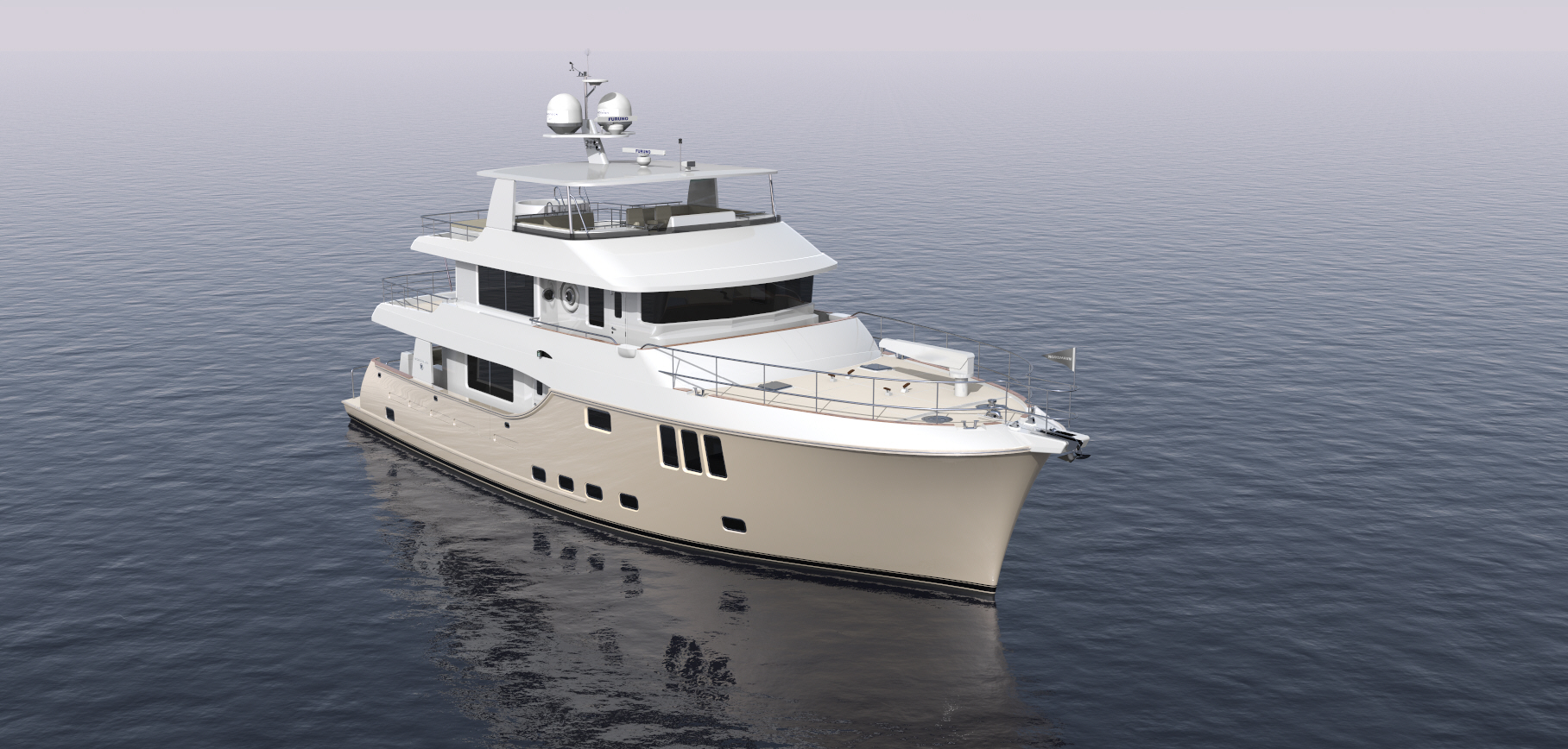 Nordhavn 80, motorjacht varend op zee