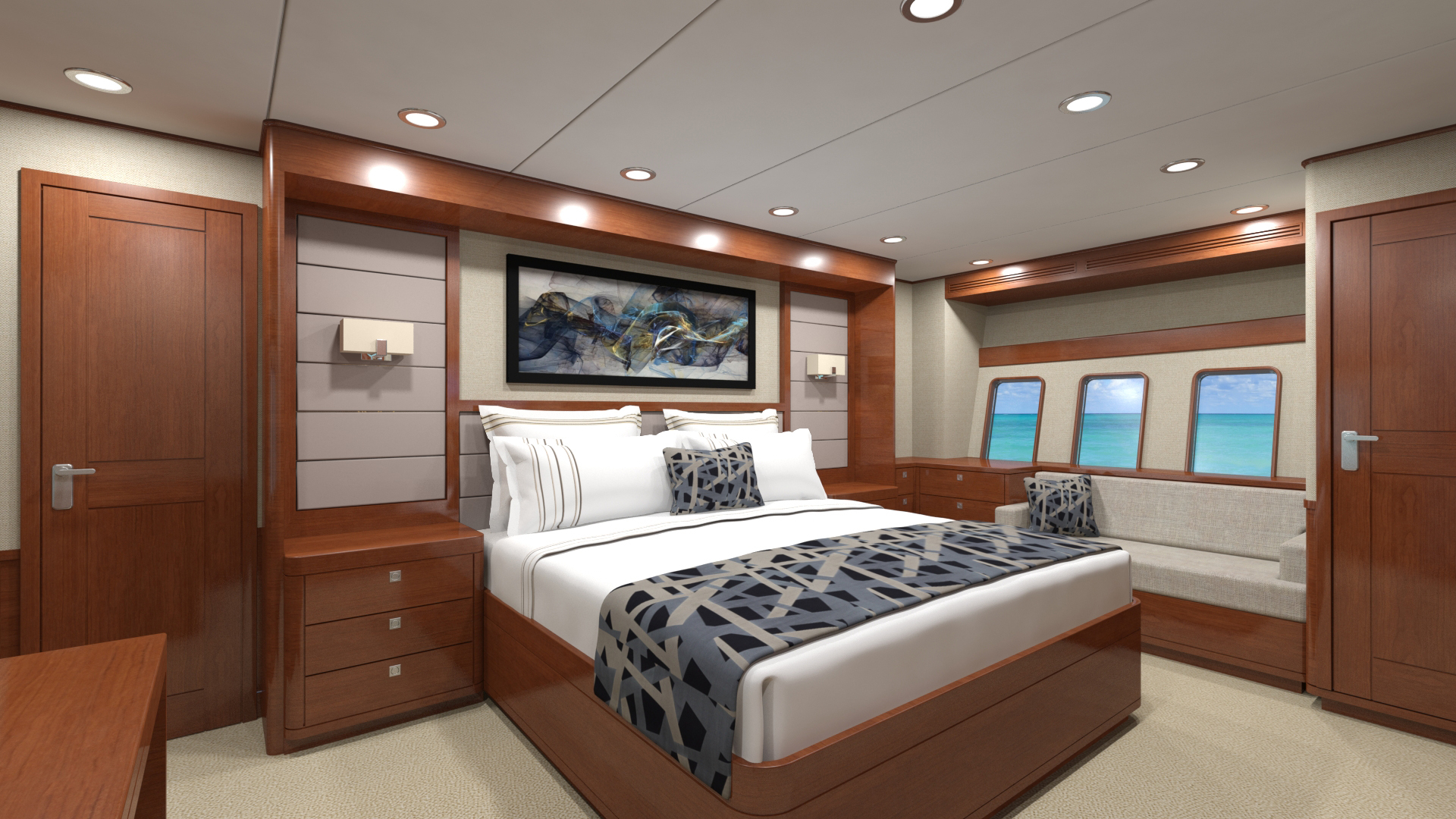 Nordhavn 80, slaapkamer met bed en ramen