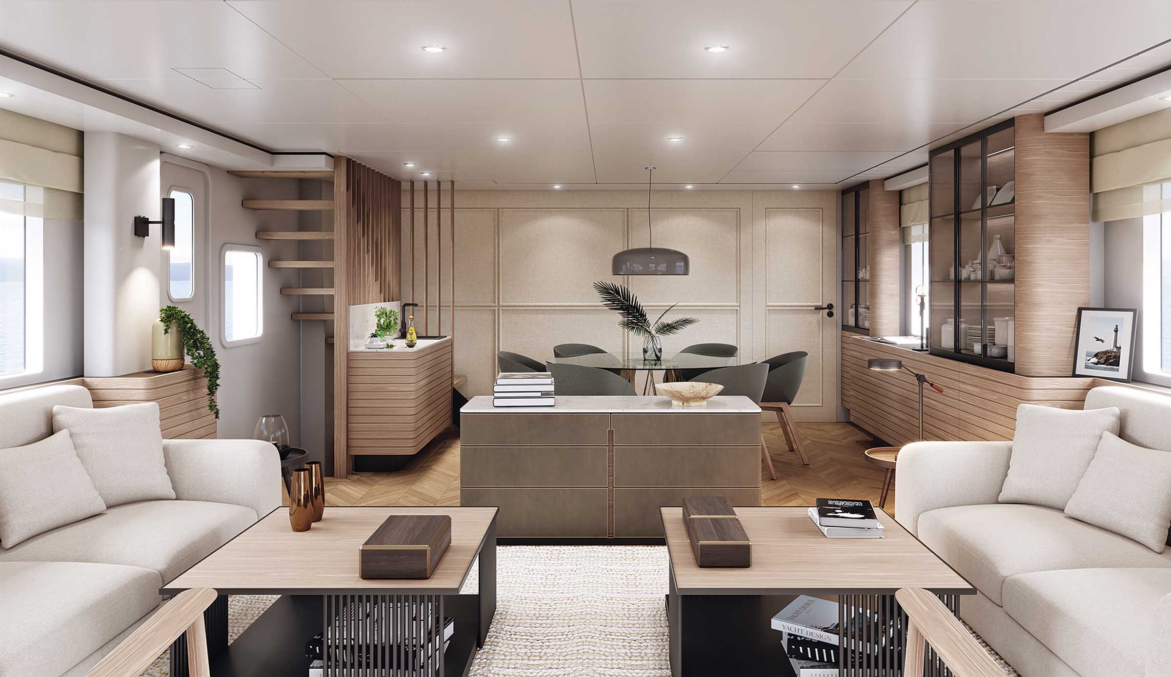 Nordhavn 80, woonkamer met eettafel en banken