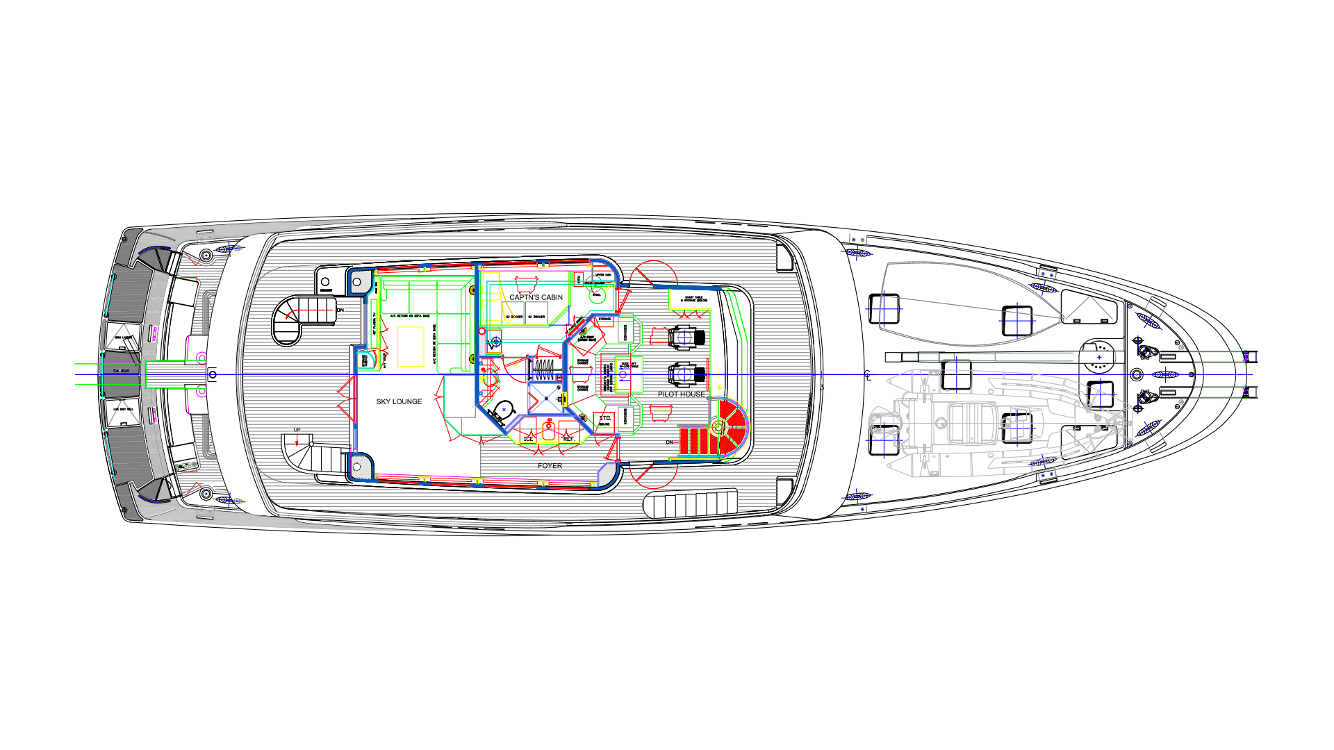 Nordhavn 86, plattegrond indeling van jacht