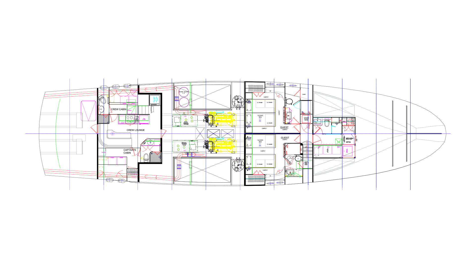 Nordhavn 96, plattegrond indeling van jacht