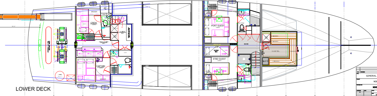 Nordhavn 96, plattegrond onderdek met hutten