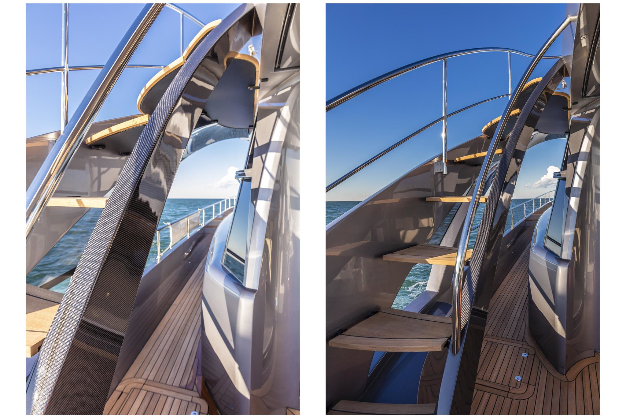 Pershing 8X, trap naar dek boot