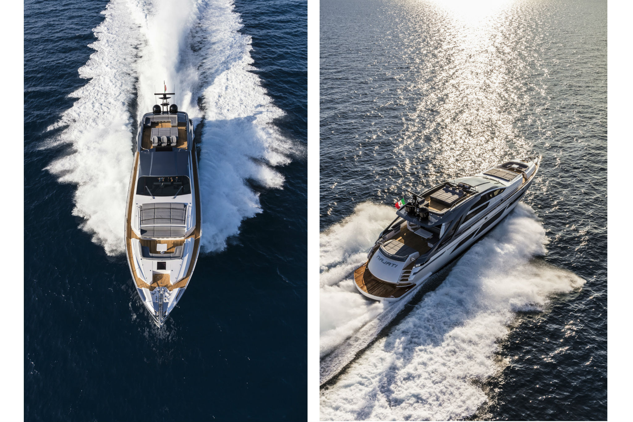 Pershing 9X, twee boten varend op zee