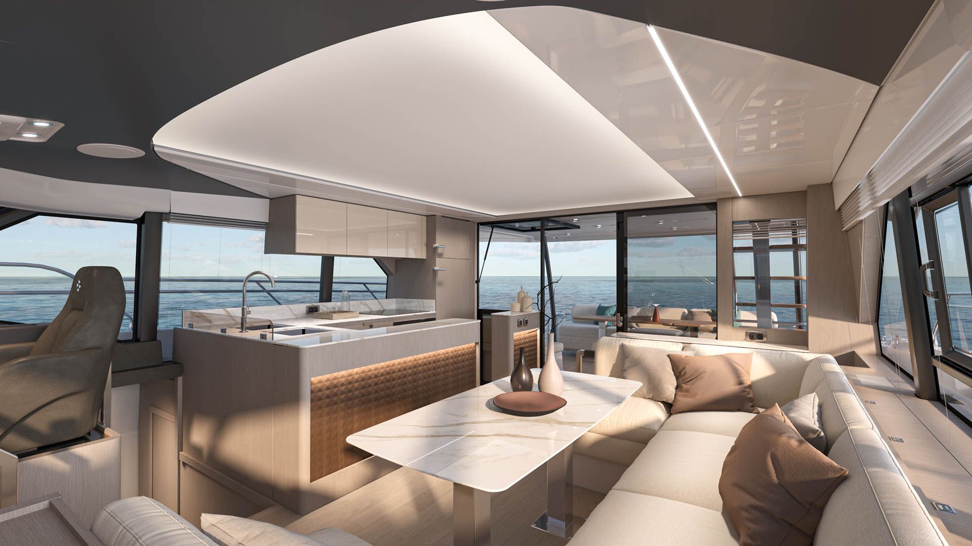Prestige M6, salon met keuken en zithoek