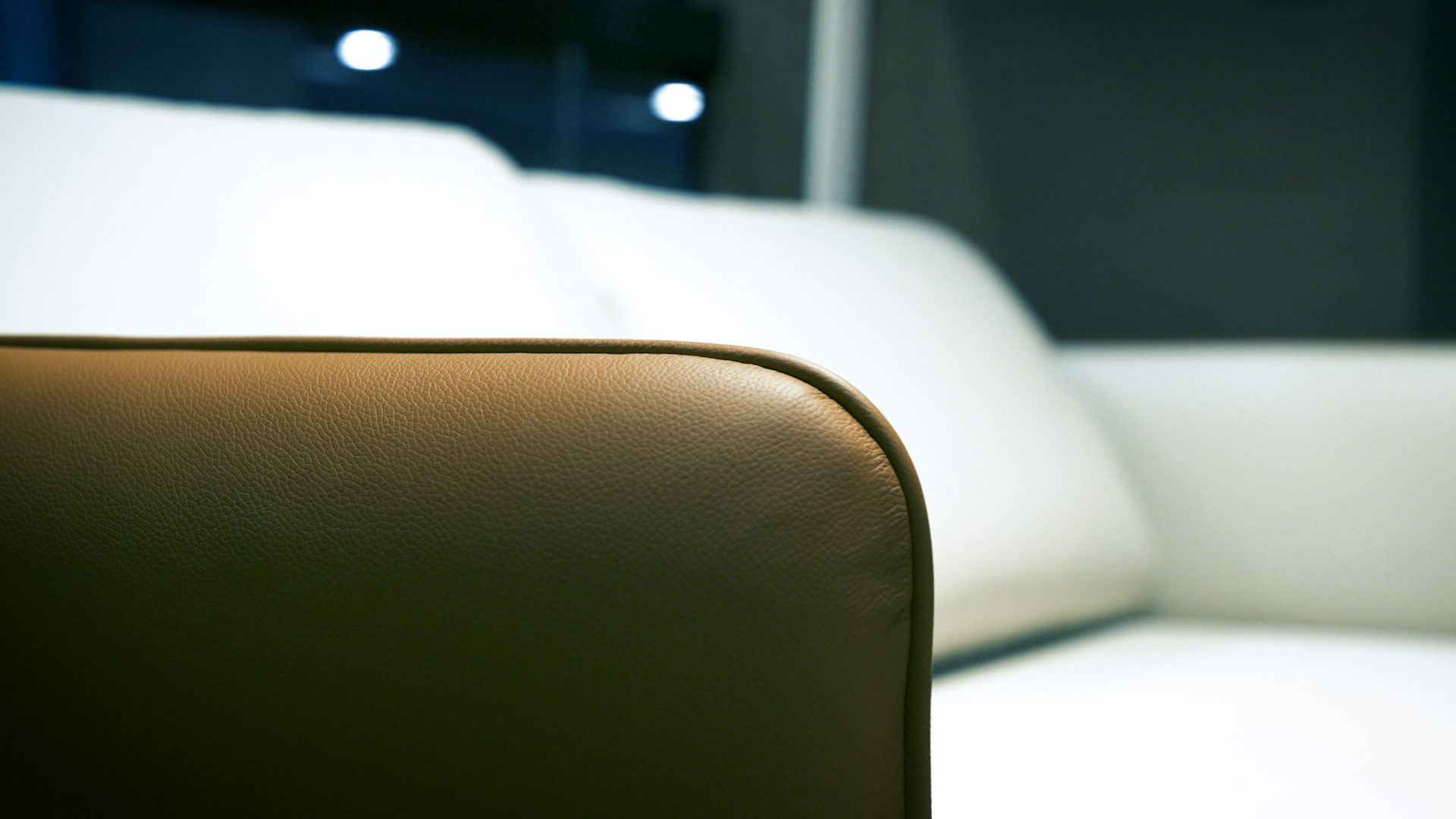 Prestige X70, close-up leren kussens bank