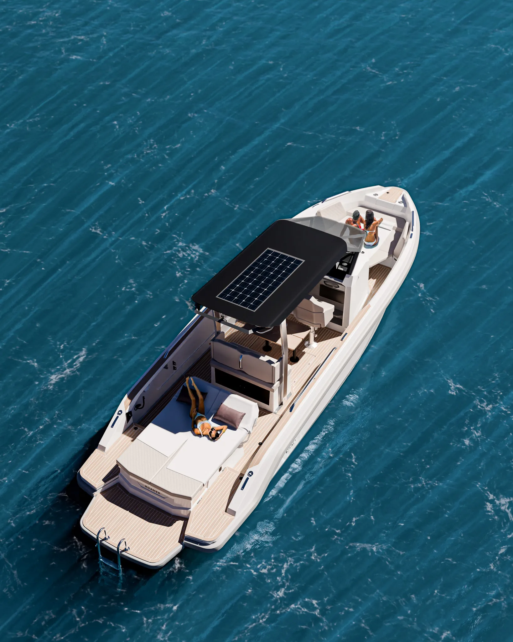 Rand Roamer 29, boot met zonnedek van boven