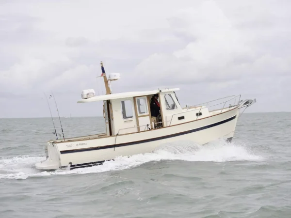 Rhea Marine 800 Timonier, boot varend door golven