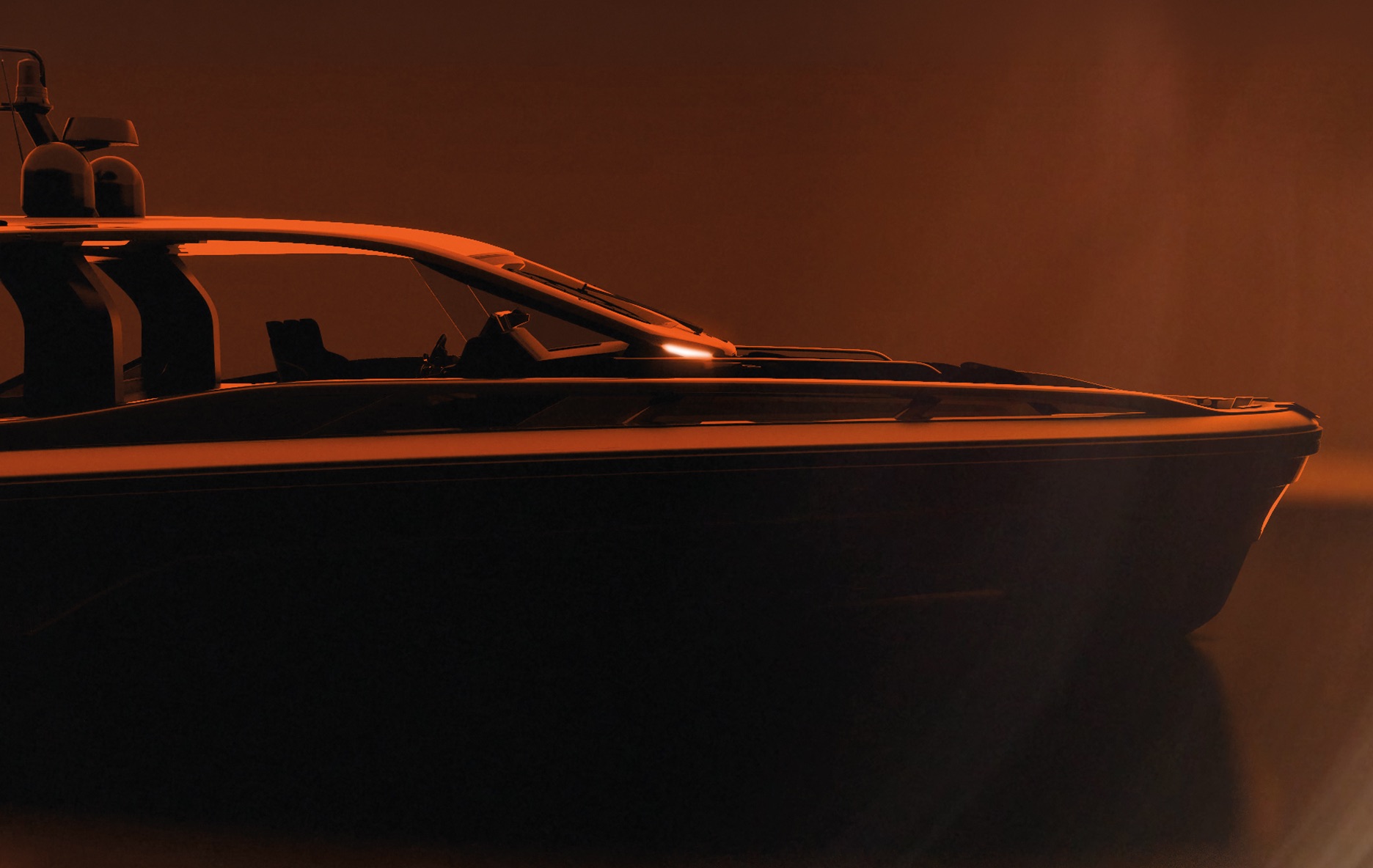 Sacs Marine Hyper 5S, boot silhouet bij zonsondergang