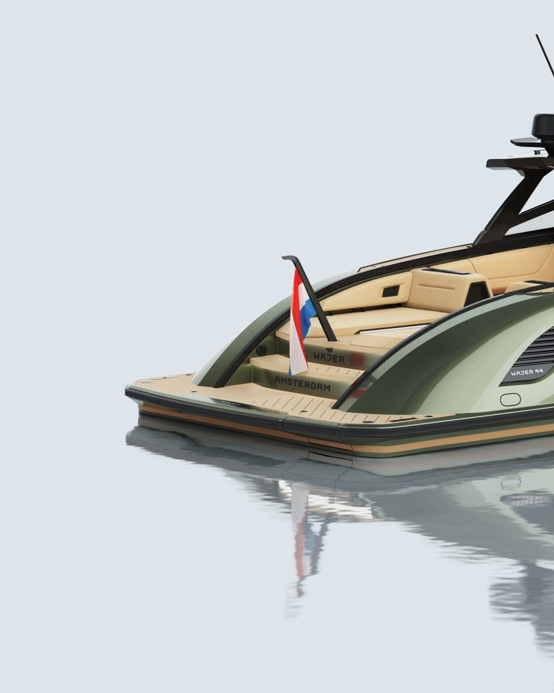 Wajer 44 HT, boot voorsteven op water