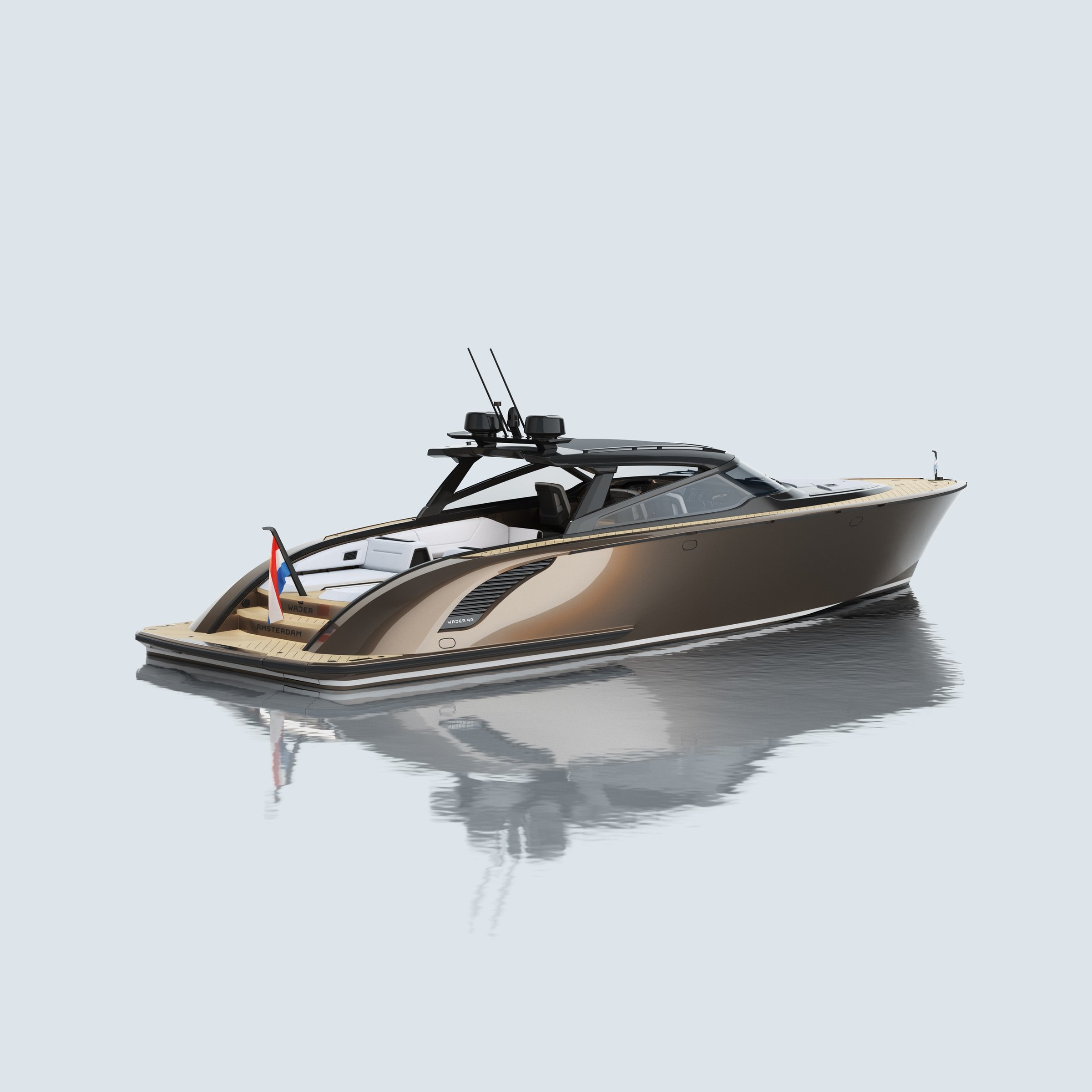 Wajer 44 HT, motorjacht op stil water
