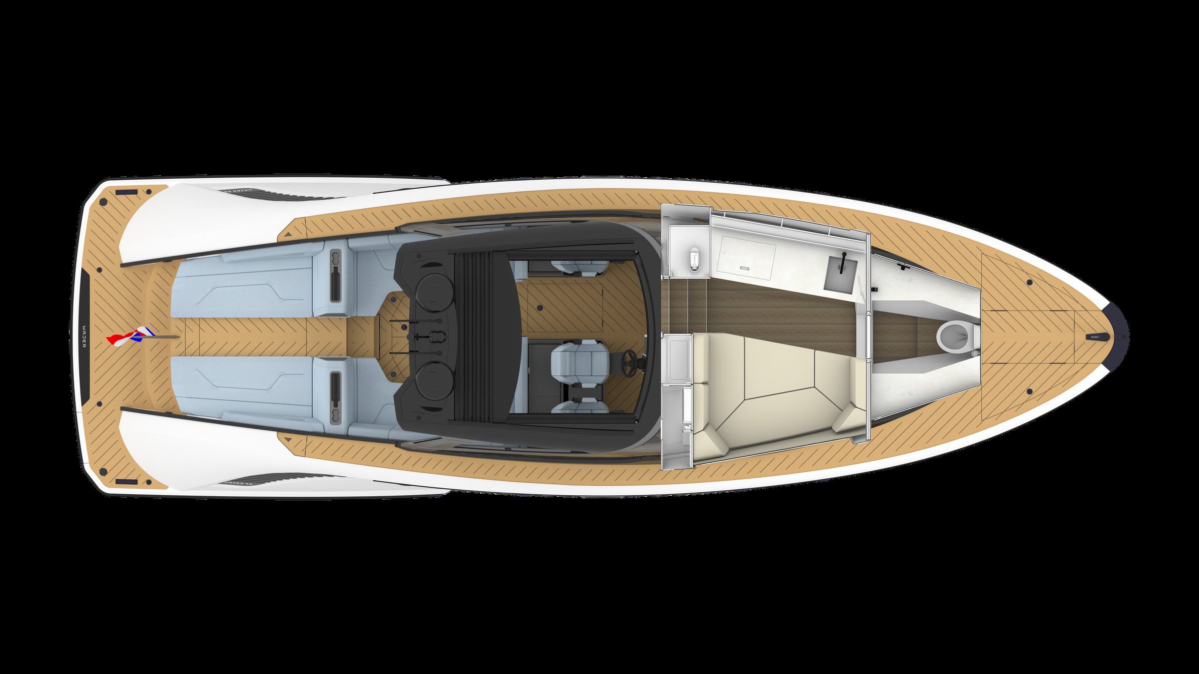 Wajer 44 HT, plattegrond boot van boven