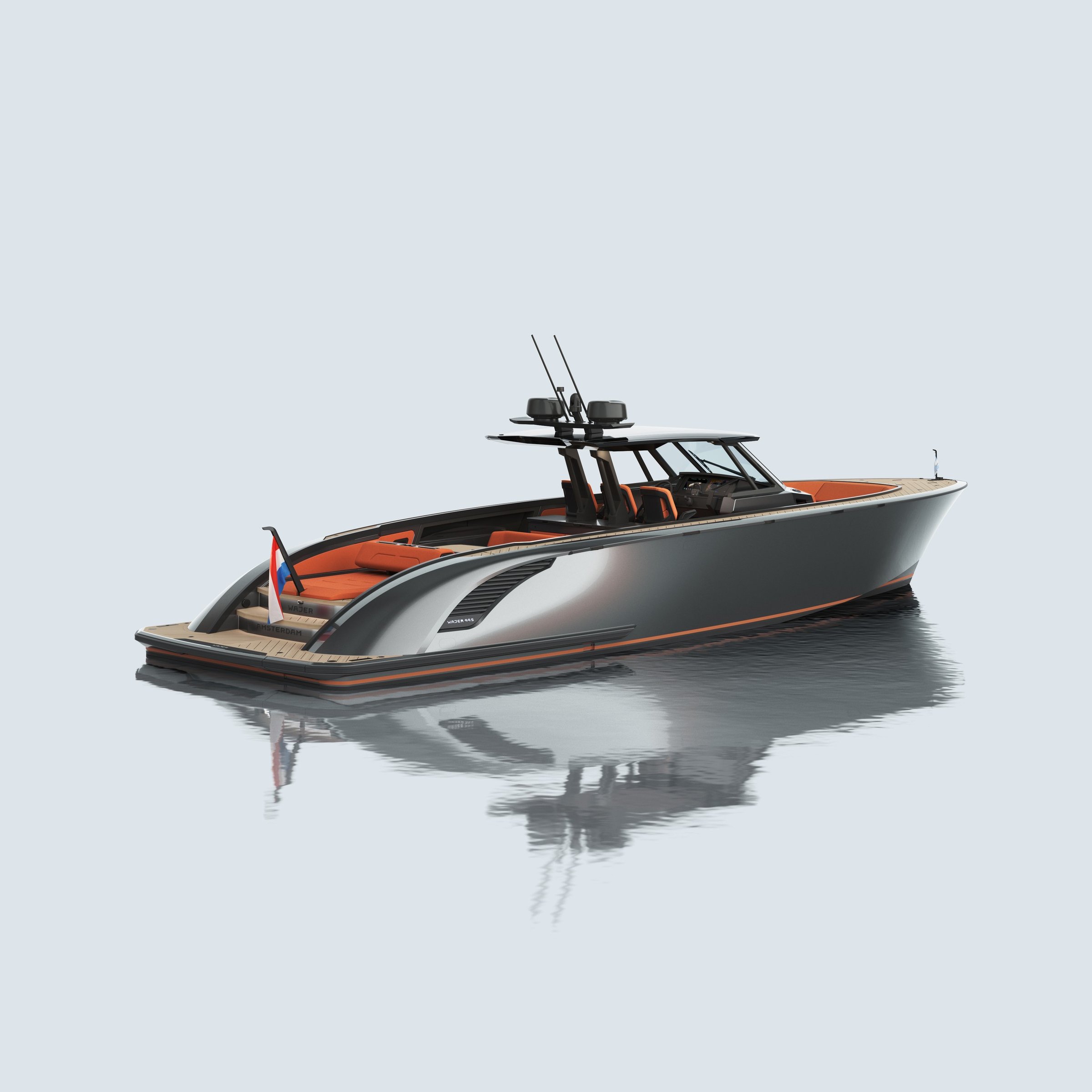 Wajer 44 S, witte speedboot op water