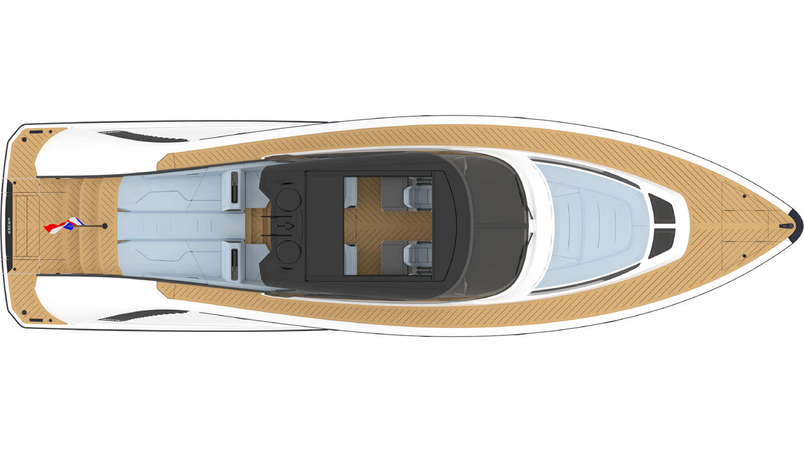 Wajer 55 HT, plattegrond bovenaanzicht van boot