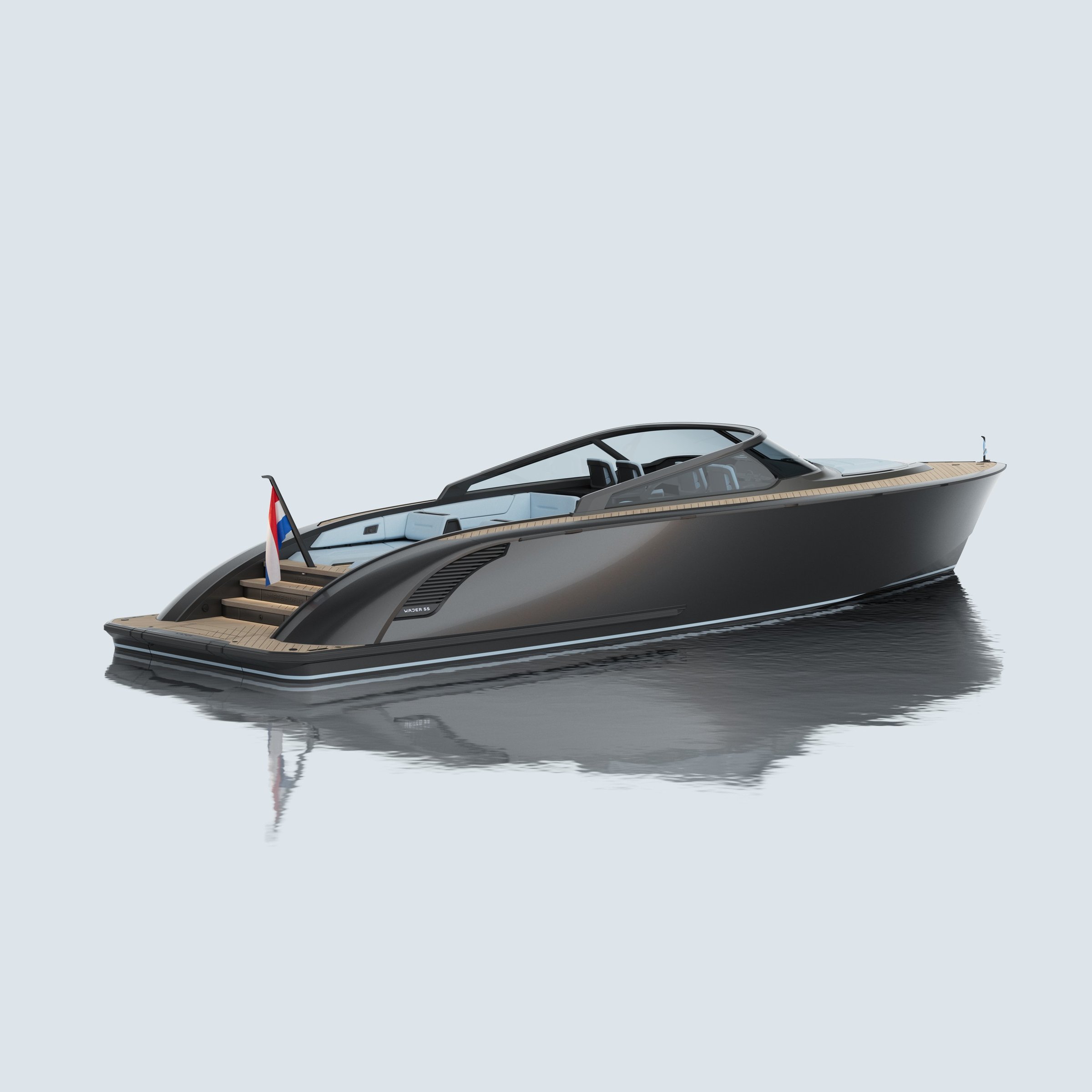 Wajer 55, motorboot drijvend op water