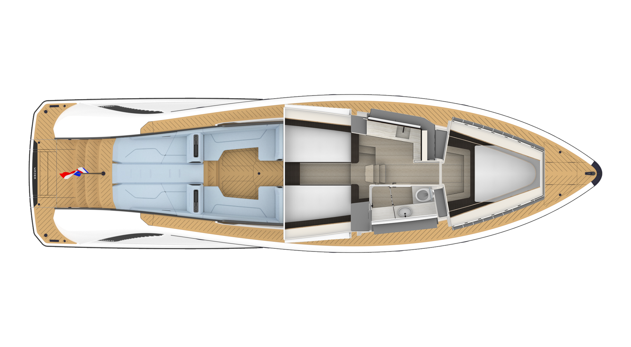 Wajer 55, plattegrond boot van bovenaf