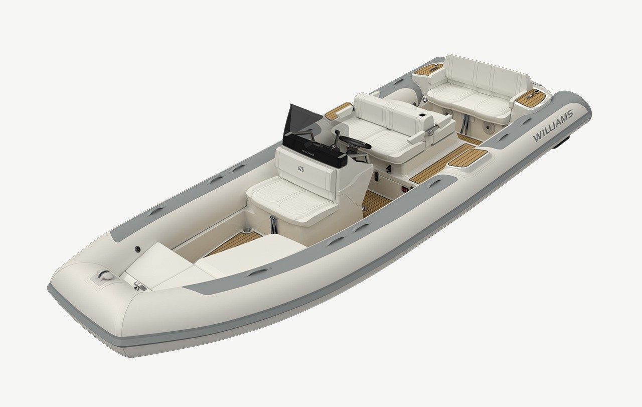 Williams Jet Tenders DieselJet 625, rubberboot met zitbanken bovenaanzicht