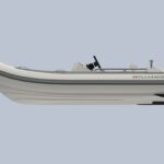Williams Jet Tenders SportJet 395, rubberboot zijaanzicht op grijze achtergrond