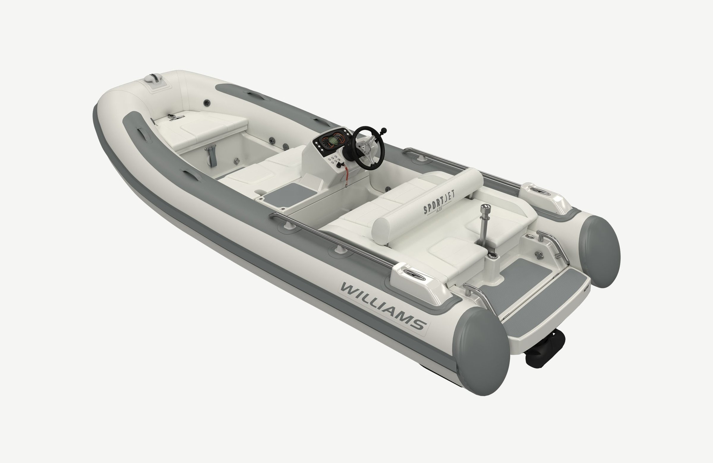 Williams Jet Tenders SportJet 435, opblaasboot met stuurstand en zitbanken