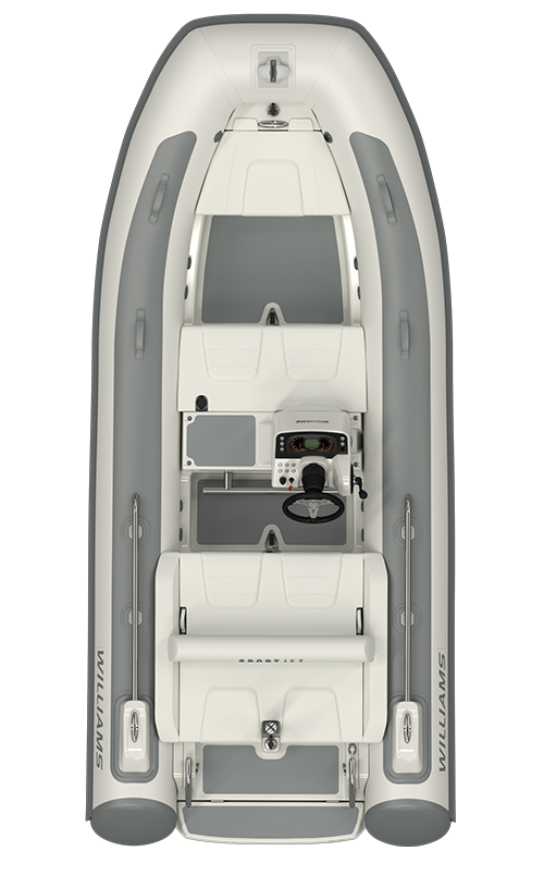 Williams Jet Tenders SportJet 435, rubberboot bovenaanzicht met stuurconsole