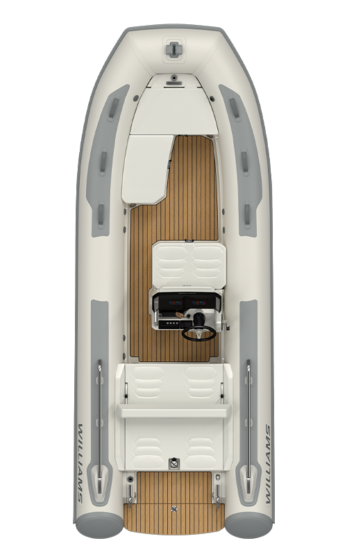 Williams Jet Tenders SportJet 520, rubberboot vanuit vogelperspectief met dek