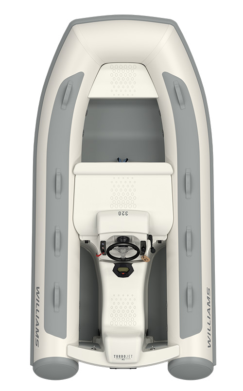 Williams Jet Tenders TurboJet 320MX, rubberboot van bovenaf gezien