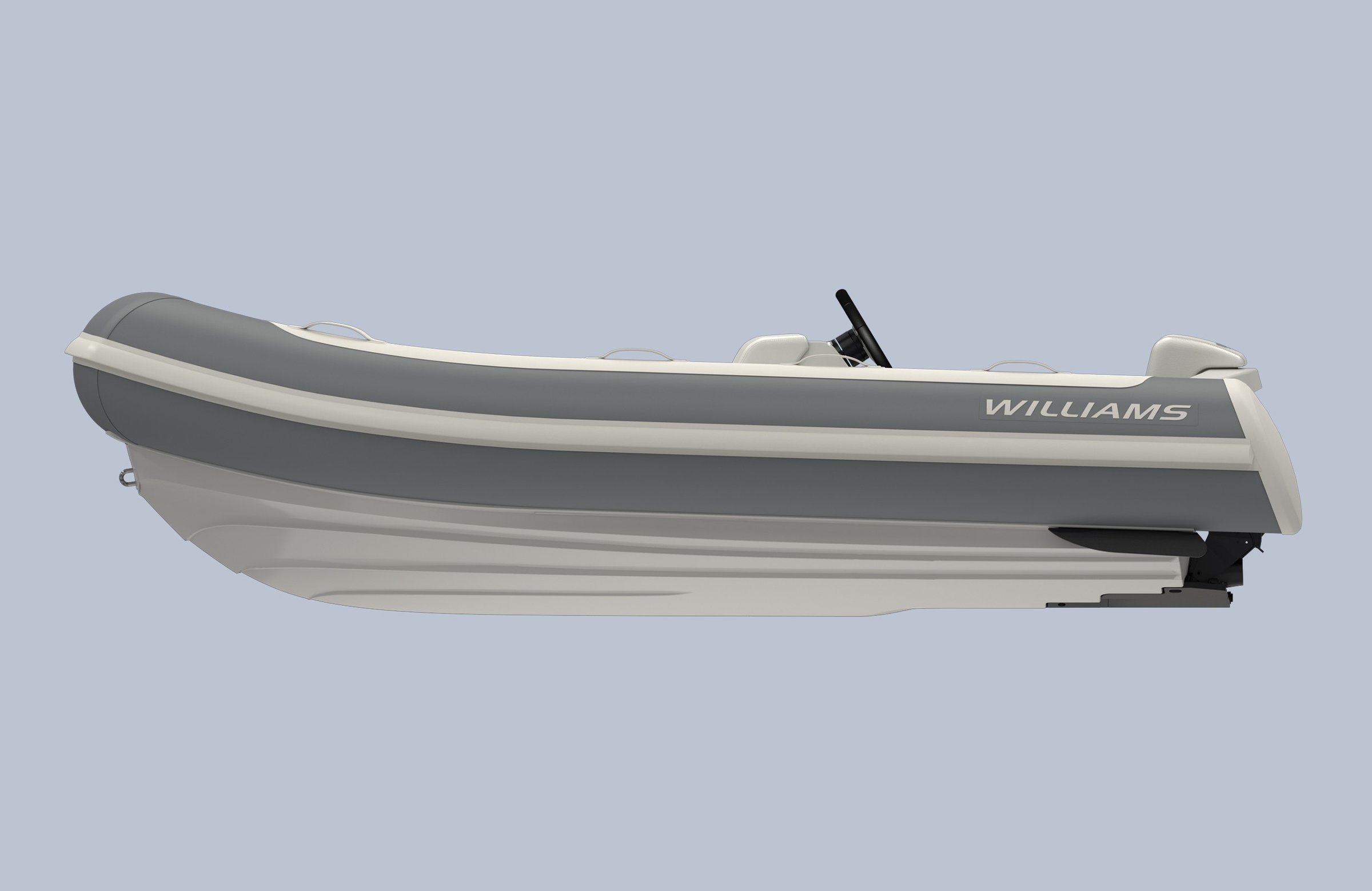 Williams Jet Tenders TurboJet 320MX, rubberboot zijaanzicht grijze kleur