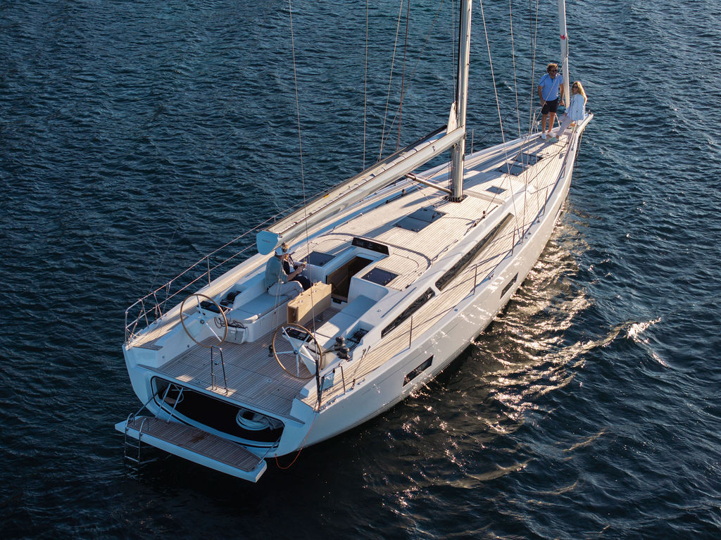 X-Yachts X4^9 MkII, zeilboot van bovenaf gefotografeerd