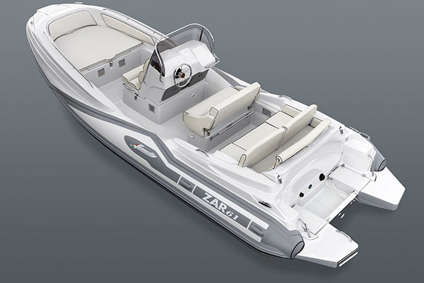 Zar Formenti Zar 61 Suite, rubberboot met stuurconsole bovenaanzicht